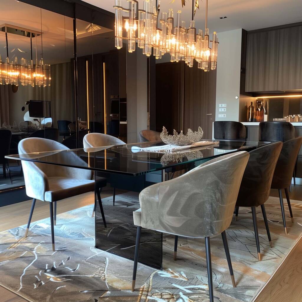 Elevating Dining Spaces with Glass Solutions: AI-Generated Interior Dining Room Designs